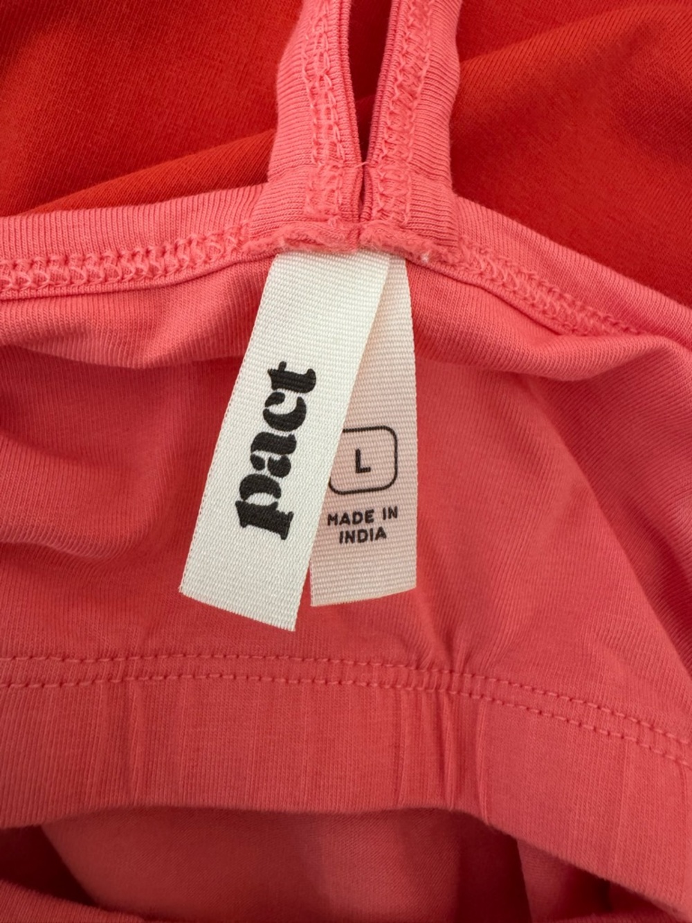 Pact Organic Cotton Fit & Flare Midi Dress - Pink/Red Colorblock, Size L - Picture 10 of 12